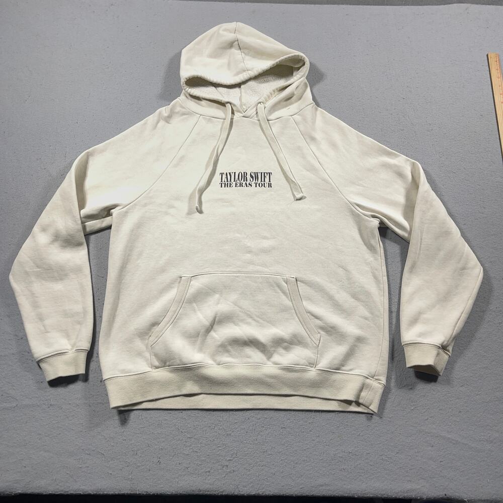 Taylor Swift The Eras Tour Hoodie Large Cream Pullover Graphic Sweatshirt‎